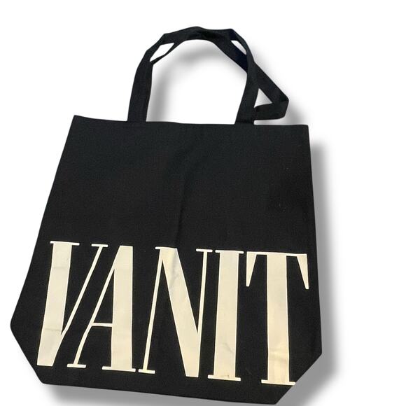 Vanity Fair Canvas Tote Bag Shopper Logo Fashion Magazine VF Retro Y2K 90s Black - Picture 3 of 6